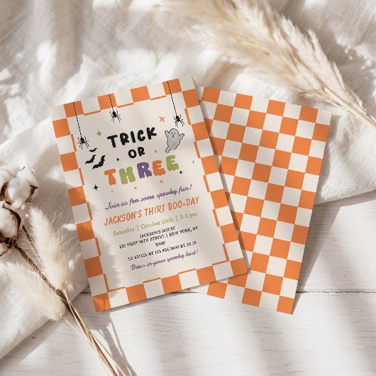 ハロウィンのカラフルな3歳の誕生日招待状 招待状