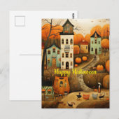 ハロウィンのカラフルイラスト ポストカード (正面/裏面)