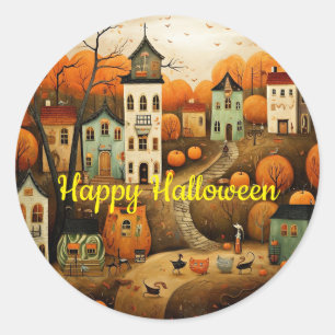 ハロウィンのカラフルイラスト ラウンドシール
