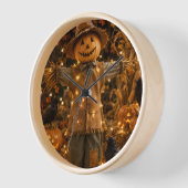 ハロウィンのカントリー風スケアクロウ壁掛け時計 壁時計 (傾斜)
