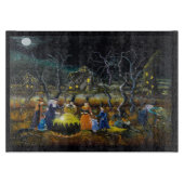 ハロウィンのガラスまな板、大がまの魔法使い カッティングボード (正面)