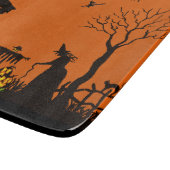 ハロウィンのガラスまな板、魔法使い、ハロウィーンのカボチャのちょうちん カッティングボード (角)