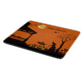 ハロウィンのガラスまな板、魔法使い、ハロウィーンのカボチャのちょうちん カッティングボード (角)