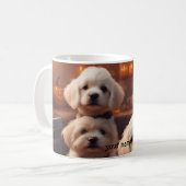 ハロウィンのキッチンの白い子犬 コーヒーマグカップ (正面左)