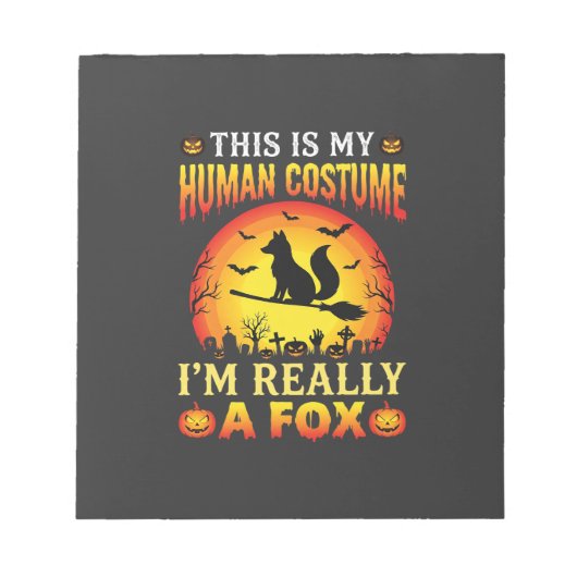 ハロウィンのキツネ仮装 ノートパッド (正面)