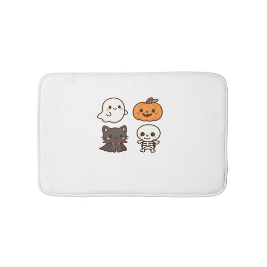 ハロウィンのキャラクター - おばけ、カボチャ、黒猫& バスマット (正面)