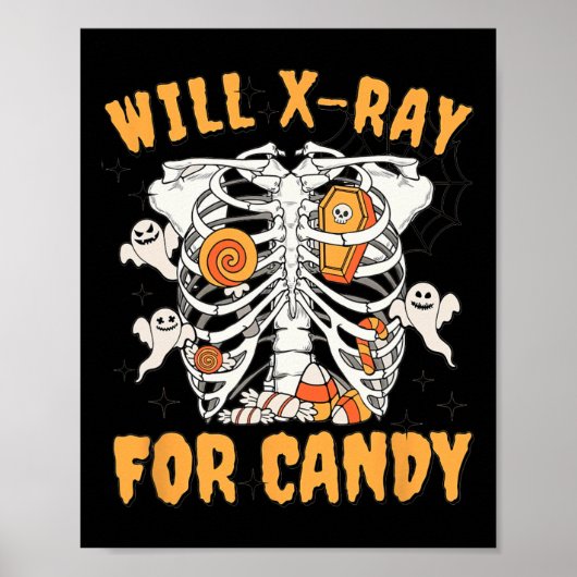 ハロウィンのキャンディのためのX線 ハロウィン放射線技師 ポスター (正面)