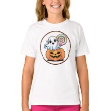 ハロウィンのキャンディーを持ったおばけとカボチャ