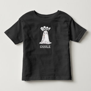 ハロウィンのキャンディーを持った可愛いオバケのオリジナルグッズ トドラーTシャツ