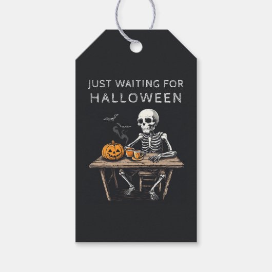 「ハロウィンのギフトタグを待つだけ」| 面白い ギフトタグ (正面)