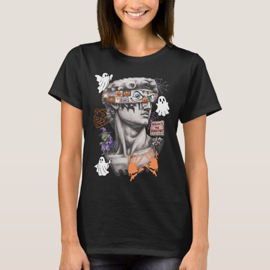 ハロウィンのギリシャ像 スクール アート Tシャツ (正面)
