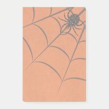 ハロウィンのクモの巣と黒いクモのメモ