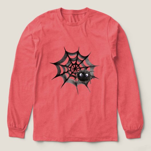 ハロウィンのクモの巣の黒クモ トライブレンドＴシャツ (デザイン正面)