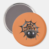ハロウィンのクモの巣の黒クモ マグネット (正面/裏面)