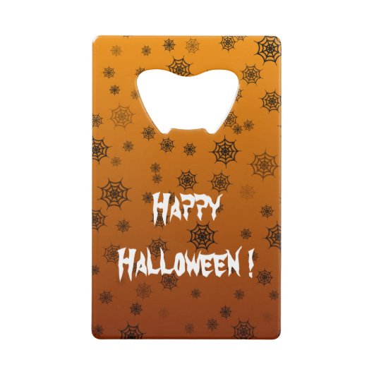 ハロウィンのクモの巣 クレジットカード栓抜き (正面)