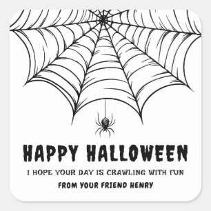 ハロウィンのクモの巣 スクエアシール
