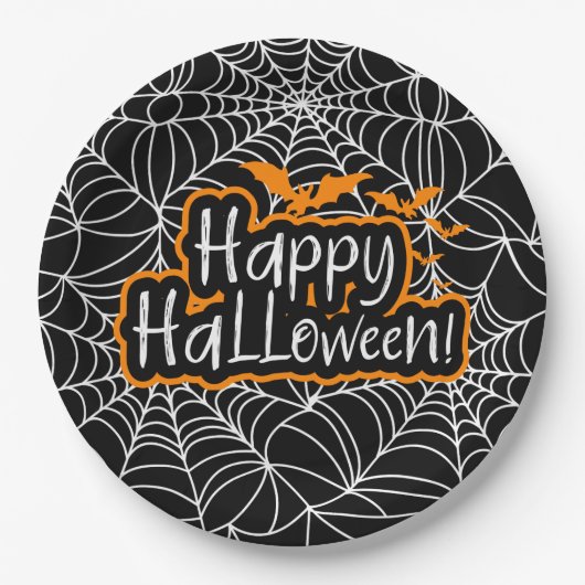 ハロウィンのクモの巣 ペーパープレート (正面)