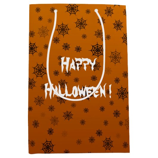 ハロウィンのクモの巣 ミディアムペーパーバッグ (正面)