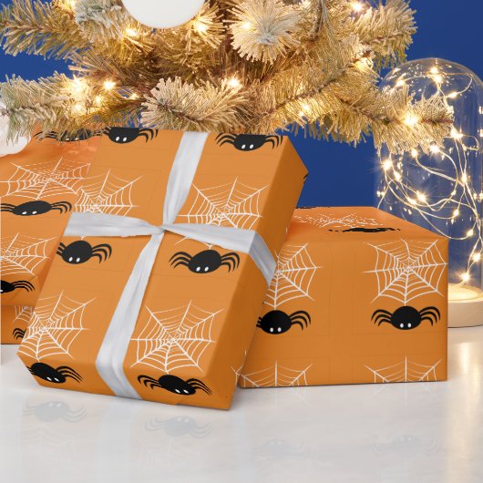 ハロウィンのクモの巣 ラッピングペーパー (クリスマス)