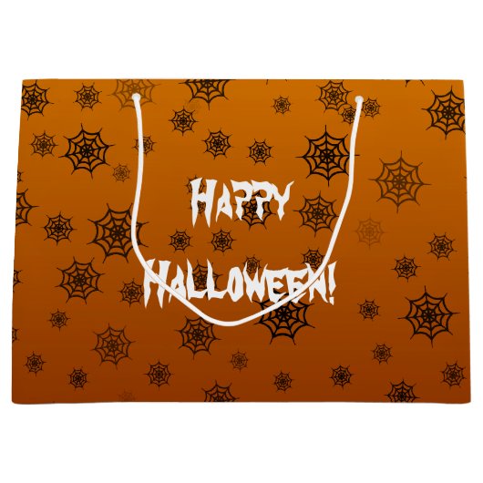 ハロウィンのクモの巣 ラージペーパーバッグ (正面)