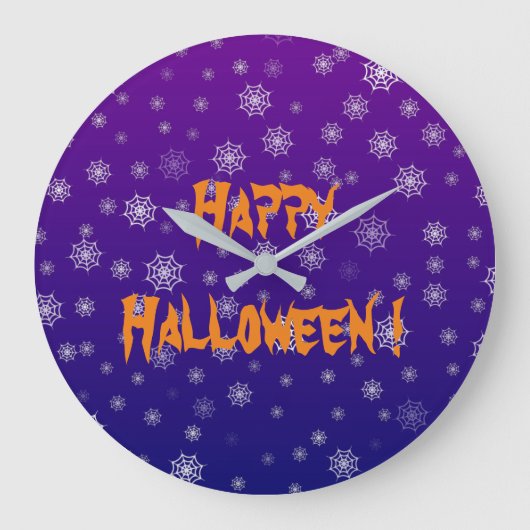 ハロウィンのクモの巣 ラージ壁時計 (正面)