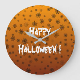 ハロウィンのクモの巣 ラージ壁時計