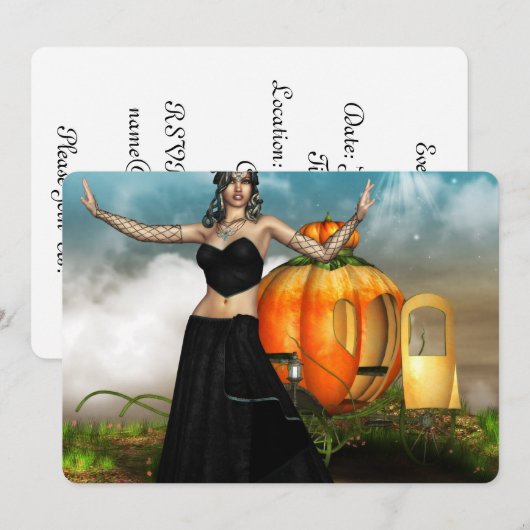 ハロウィンのクラゲ 招待状 (正面/裏面)