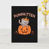 ハロウィンのグリーティングカード： PUMPKITTEN CAT カード (黄色い花)