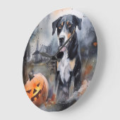 ハロウィンのグレートスイス+カボチャで怖い ラージ壁時計 (傾斜)