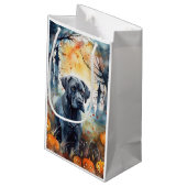 ハロウィンのケーン・コルソとカボチャの怖いデザイン スモールペーパーバッグ (裏面アングル)