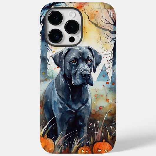 ハロウィンのケーン・コルソとカボチャの怖いデザイン Case-Mate iPhoneケース (裏面)