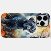 ハロウィンのケーン・コルソとカボチャの怖いデザイン Case-Mate iPhoneケース (裏面 (横))