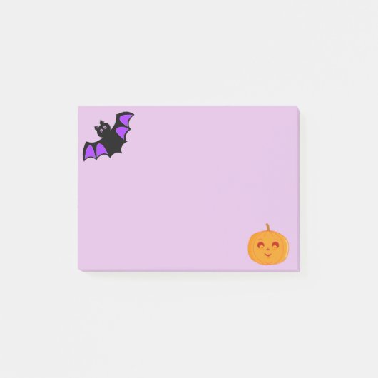 ハロウィンのコウモリとかぼちゃ ポストイット (正面)