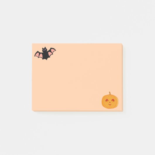 ハロウィンのコウモリとかぼちゃ ポストイット (正面)