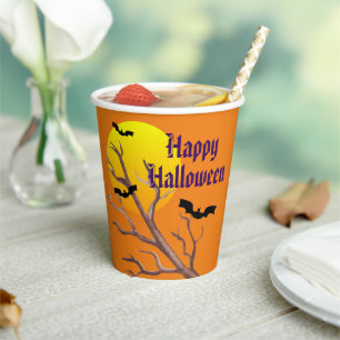 ハロウィンのコウモリと月 ペーパカップ 紙コップ