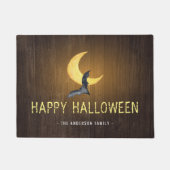 ハロウィンのコウモリと月 レトロな背景 ドアマット (正面)