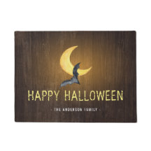 ハロウィンのコウモリと月　レトロな背景