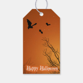 ハロウィンのコウモリと木 ギフトタグ