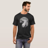 ハロウィンのコウモリと黒猫 魔女の月 トリック ト Tシャツ (正面フル)
