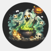 ハロウィンのコウモリのかぼちゃステッカー ラウンドシール (正面)