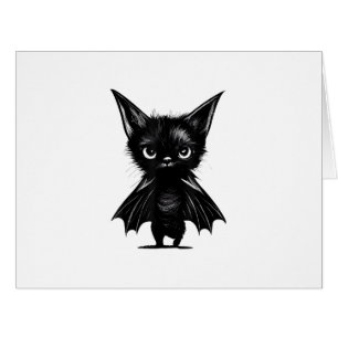 ハロウィンのコウモリのコスプレをした怒った黒い子猫