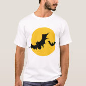 ハロウィンのコウモリのシルエット満月 Tシャツ (正面)