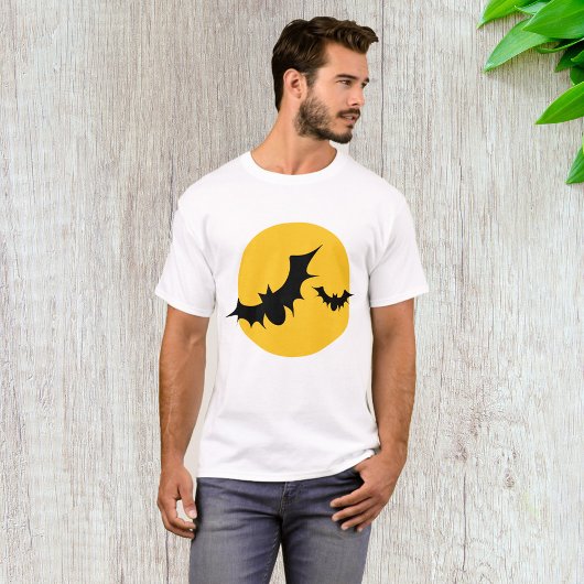 ハロウィンのコウモリのシルエット満月 Tシャツ