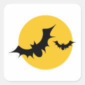 ハロウィンのコウモリのシルエット 満月 スクエアシール (正面)