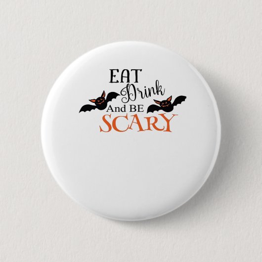 ハロウィンのコウモリは怖い面白いミーム 缶バッジ (正面)