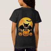ハロウィンのコウモリキャラクターのかぼちゃシーンスタイル Tシャツ (裏面)