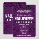 ハロウィンのコウモリパーティー ベイビーシャワー 招待状 (正面/裏面)