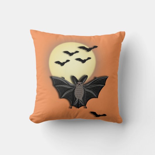 ハロウィンのコウモリ クッション (正面)