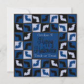 ハロウィンのコウモリ モザイク 招待状 (正面)