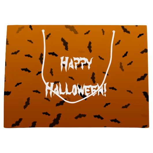 ハロウィンのコウモリ ラージペーパーバッグ (正面)